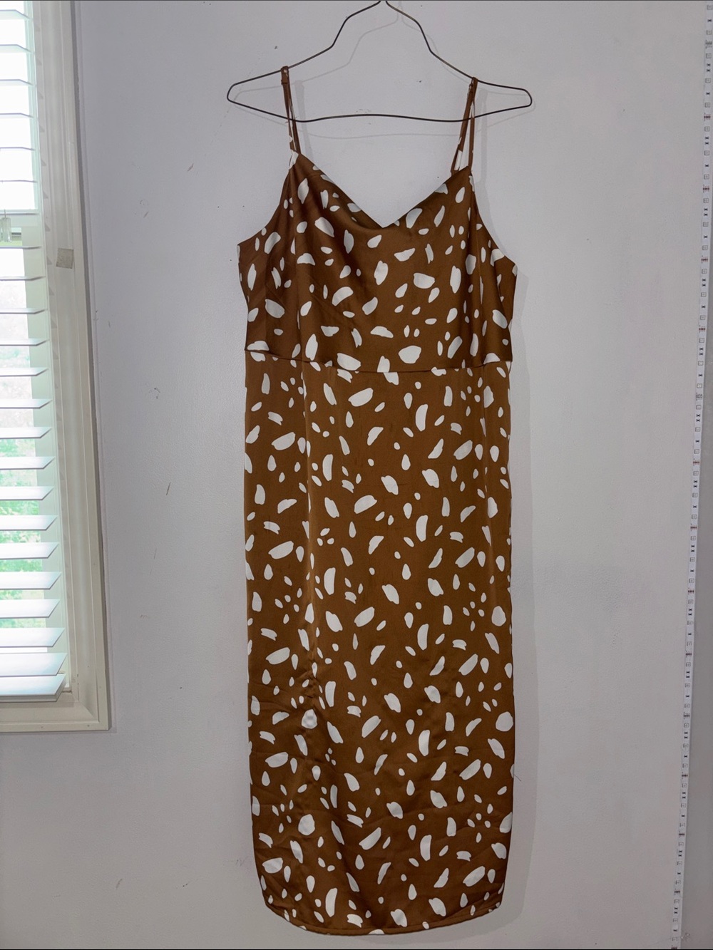 Old Navy Brown and White Spotted Midi Slip Dress
